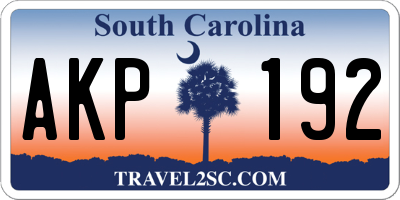 SC license plate AKP192