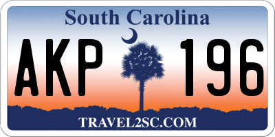 SC license plate AKP196
