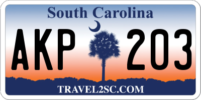 SC license plate AKP203