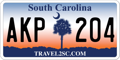 SC license plate AKP204