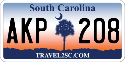 SC license plate AKP208