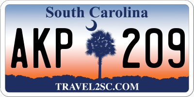 SC license plate AKP209