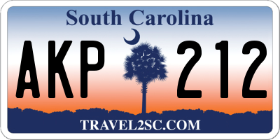 SC license plate AKP212