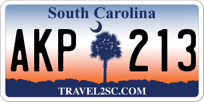 SC license plate AKP213