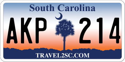 SC license plate AKP214