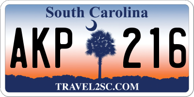 SC license plate AKP216