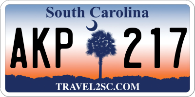 SC license plate AKP217