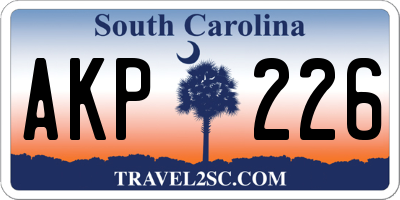 SC license plate AKP226