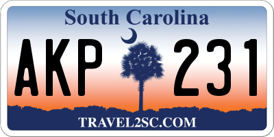 SC license plate AKP231