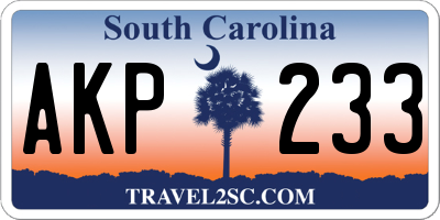 SC license plate AKP233