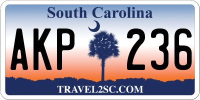 SC license plate AKP236