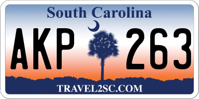 SC license plate AKP263