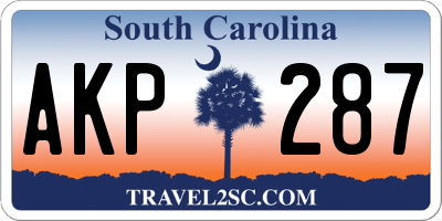 SC license plate AKP287