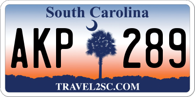 SC license plate AKP289