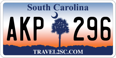 SC license plate AKP296