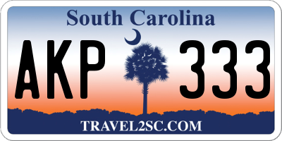 SC license plate AKP333