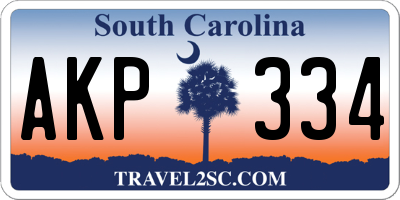 SC license plate AKP334