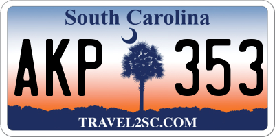SC license plate AKP353