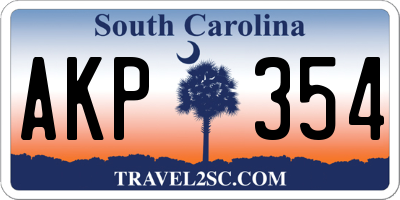 SC license plate AKP354