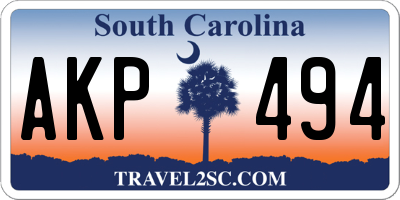 SC license plate AKP494