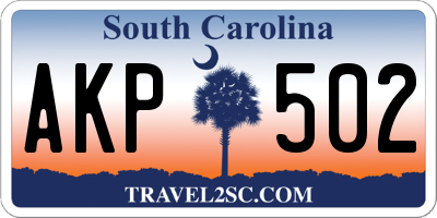 SC license plate AKP502