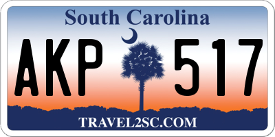 SC license plate AKP517
