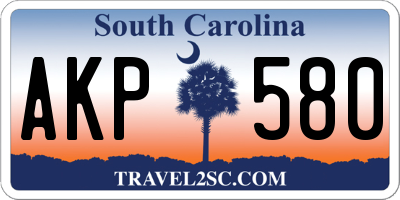 SC license plate AKP580