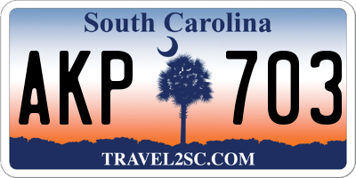 SC license plate AKP703