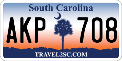 SC license plate AKP708