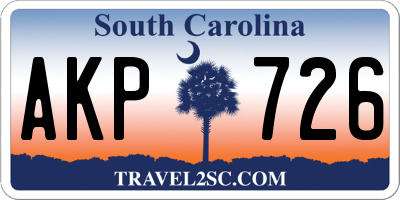 SC license plate AKP726