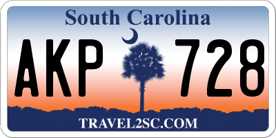 SC license plate AKP728