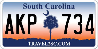SC license plate AKP734