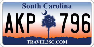 SC license plate AKP796