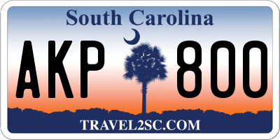 SC license plate AKP800