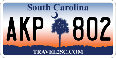 SC license plate AKP802