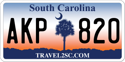 SC license plate AKP820