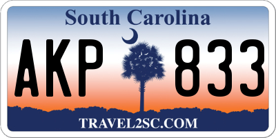 SC license plate AKP833