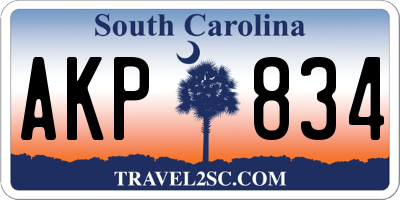 SC license plate AKP834