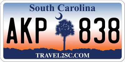 SC license plate AKP838