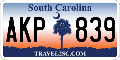 SC license plate AKP839