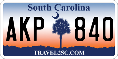 SC license plate AKP840