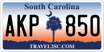SC license plate AKP850