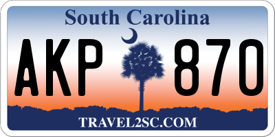 SC license plate AKP870