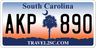 SC license plate AKP890