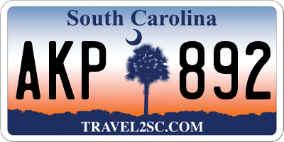 SC license plate AKP892