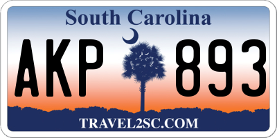 SC license plate AKP893