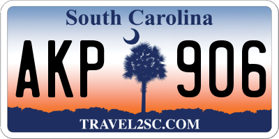 SC license plate AKP906