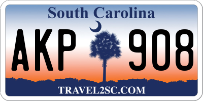 SC license plate AKP908
