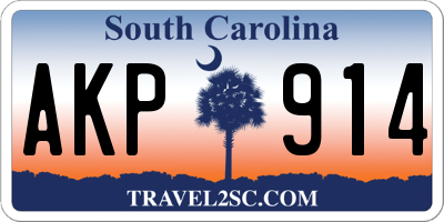 SC license plate AKP914