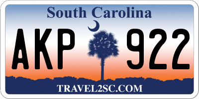 SC license plate AKP922